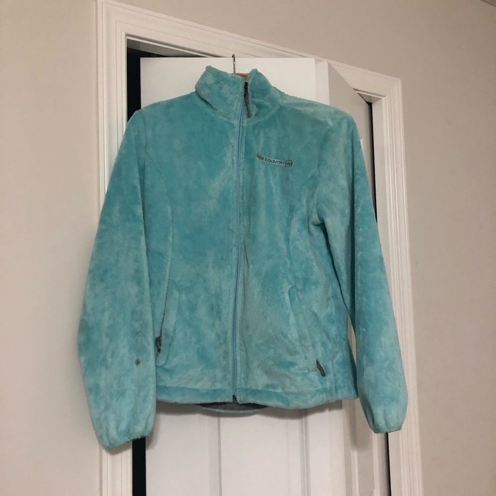 Teal fuzzy jacket size medium
